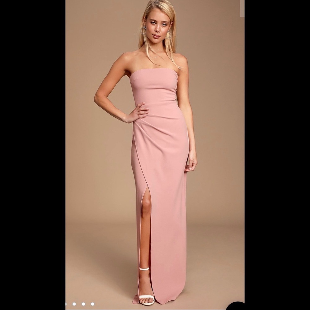 Lulu’s Foxy Mauve Pink Strapless Maxi Dress